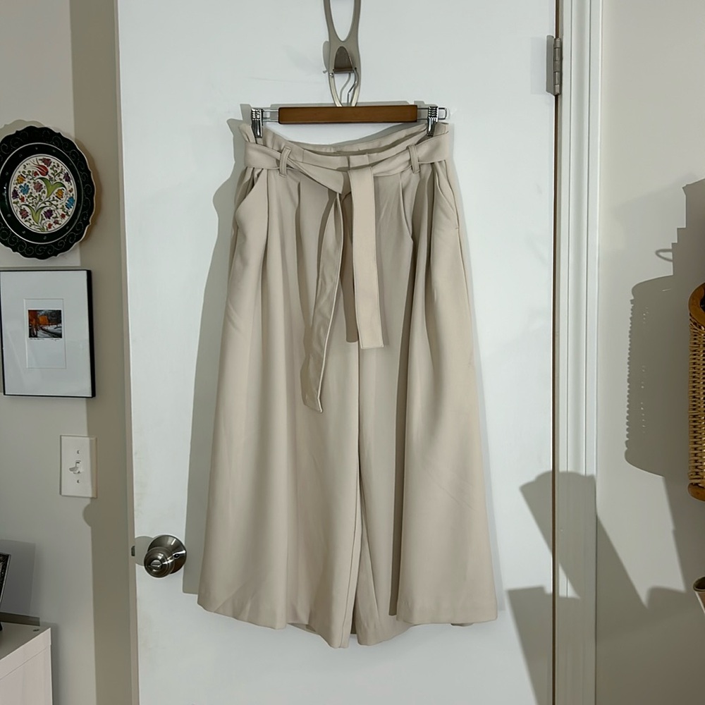 Anthropologie Maeve Tie Waist Culotte Ivory 4